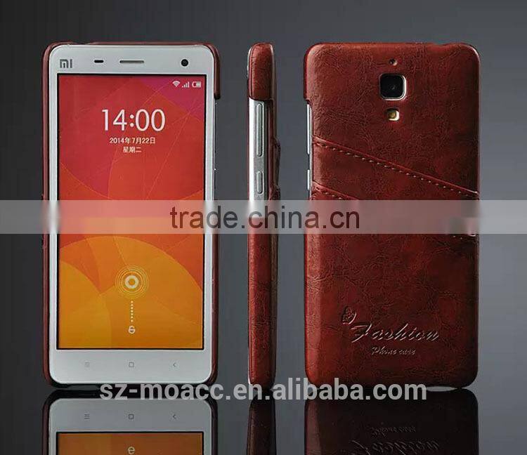 High Quality pu leather Back Cover case for xiaomi mi4