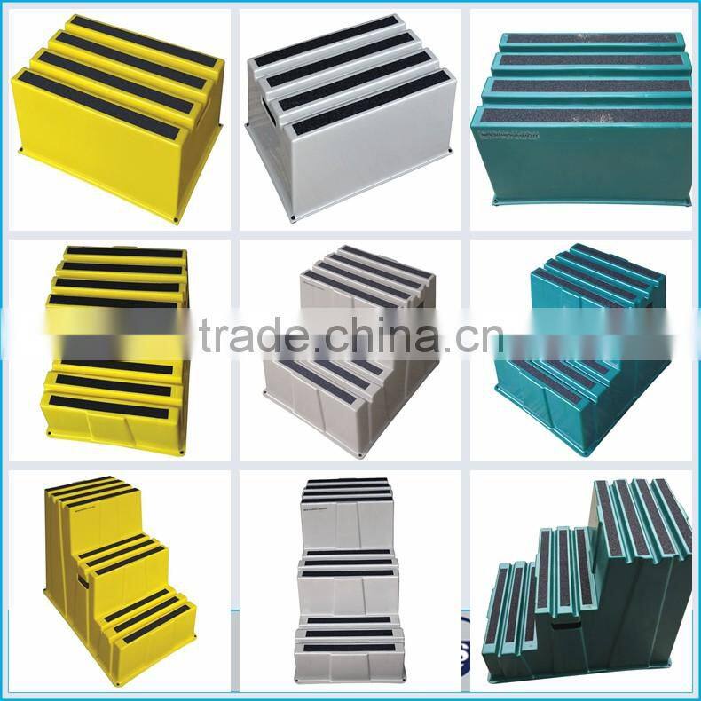 HDPE Plastic Three Steps Ladders with Skid Resistance labels ; Plastic Steps stools with 1000LB loading ladders