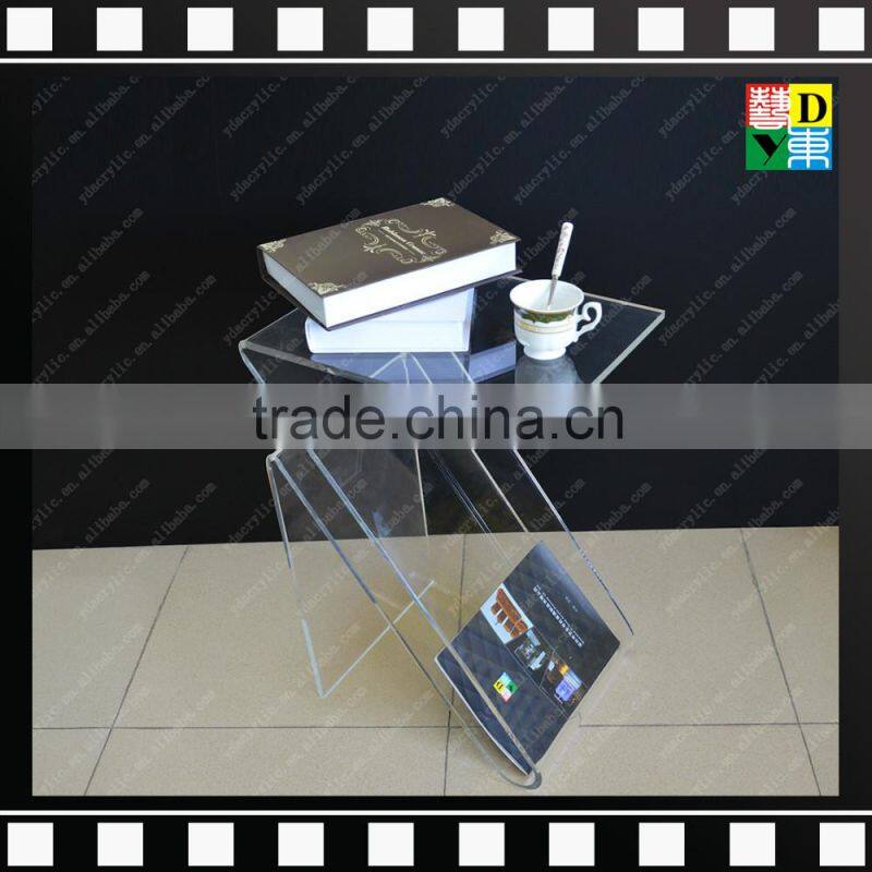 2016 Modern Creative Clear acrylic living room coffee table with brochure holder for office/home/hotel From China
