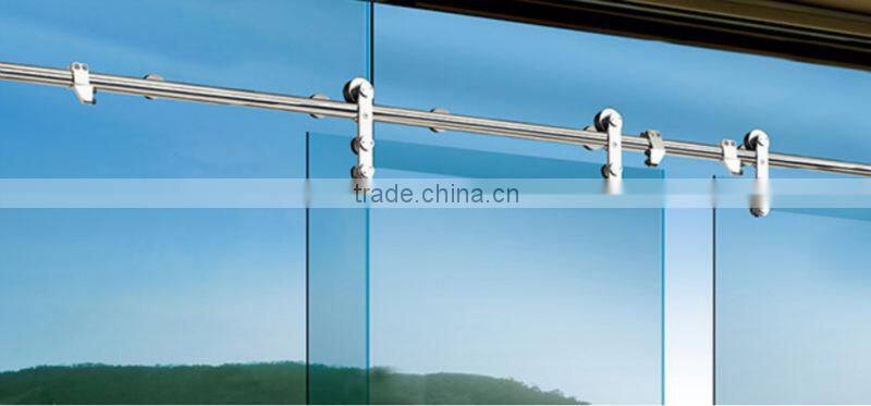 decorative glass partition for bedroom / double panel sliding glass door