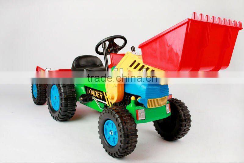 kids fun toys Pedal Tractor with Roll Bar loader and Trailer 413