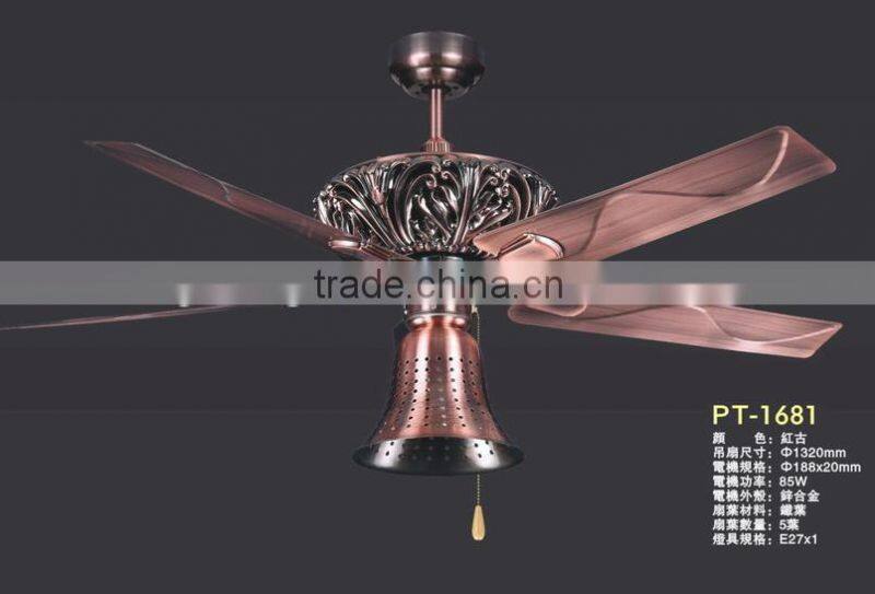 48 inch Ceiling Fan with Five Antique brown Wicker knitted Blades and Light Kit for tropical rainy climate PTSD185