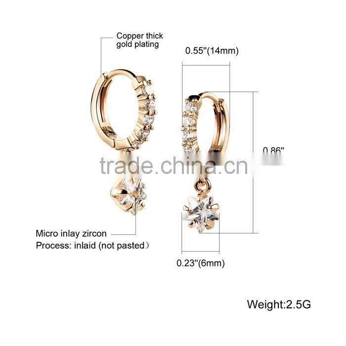 women fashion trend gift cubic zircon 2016 hot hanging earring