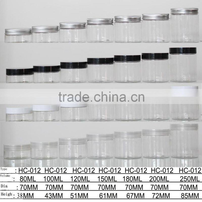 250ml PET Transparent Clear Plastic Jar made from suzhou factory