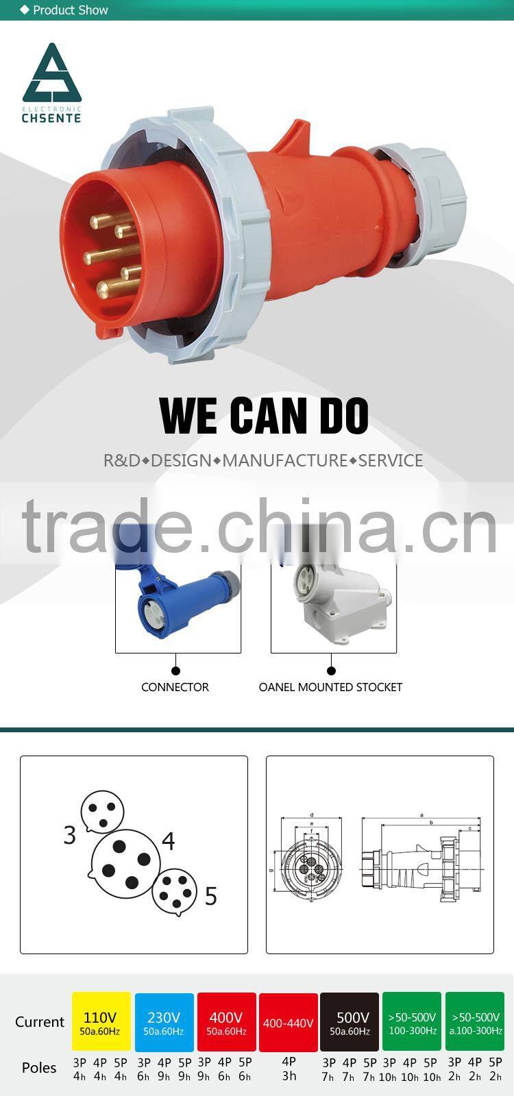High Current 125 amp 5Pins Single Phase Industrial Plug And Socket