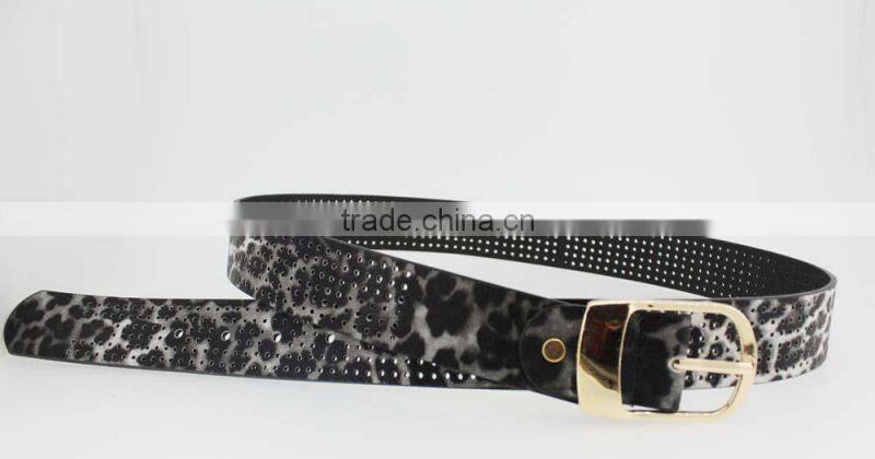 2015 Designer Fashion Women's leopard pointed Plain Pierced belt with Fuax leather factory china