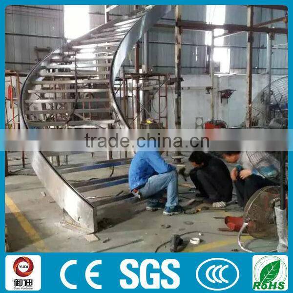 Curved stainless steel beam stairs