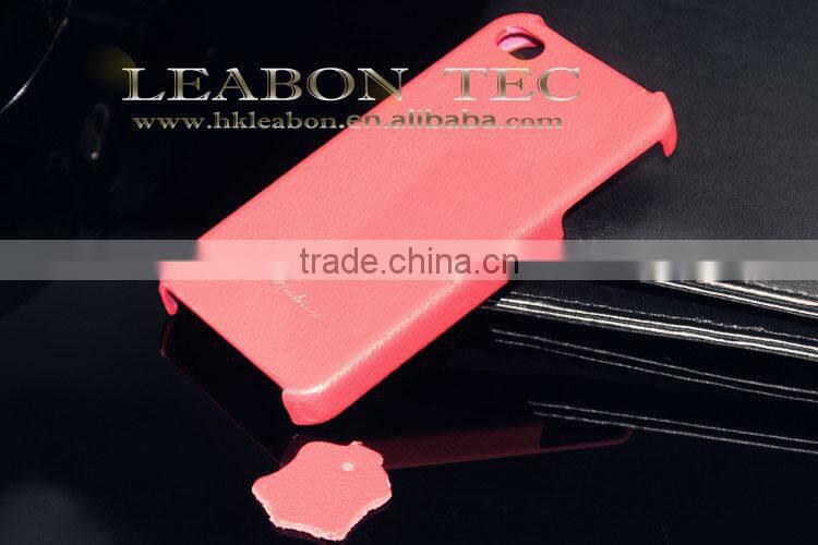 hot seller bar back hard cover real cow leather for iphone 4 4s lychee pattern waterproof