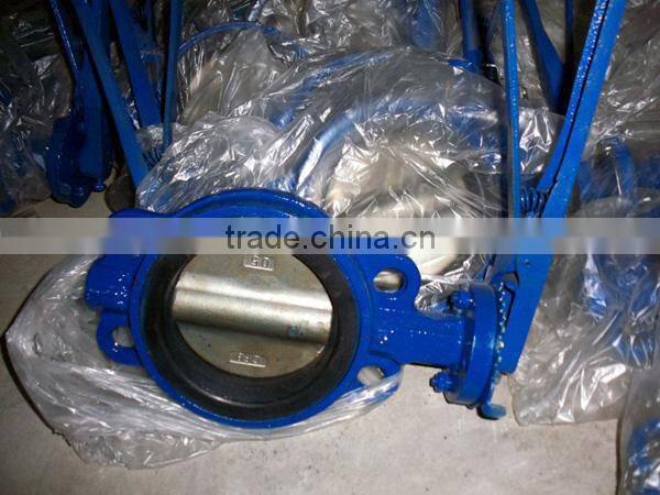 2015 TKFM hot sale city heating supply branch pipeline use low pressure 6 inch wafer butterfly valve handles