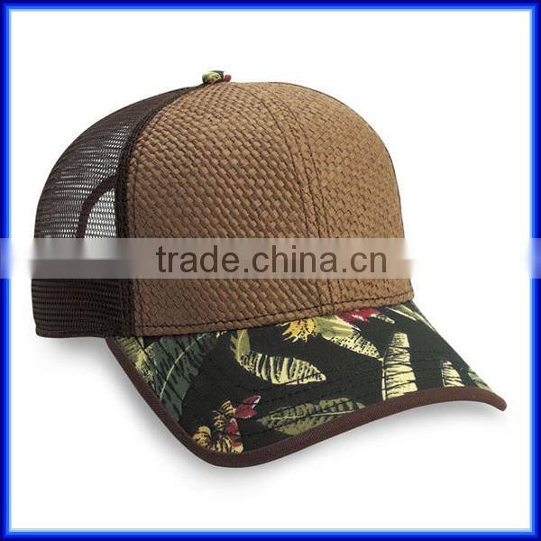 Custom straw and paper pattern baseball Cap snapback Hat fashion cap