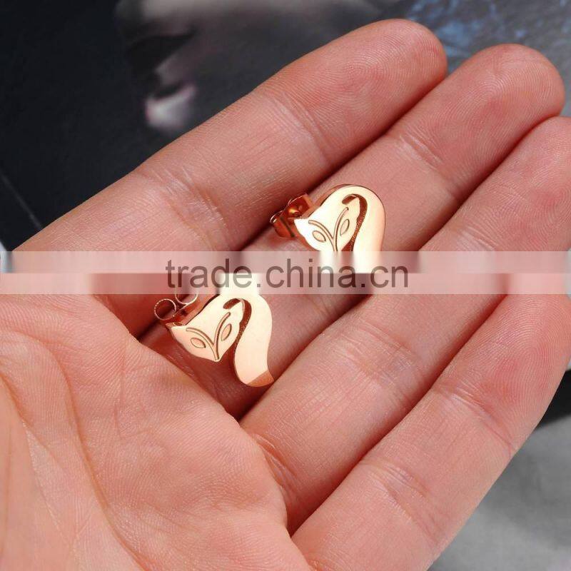 Alibaba Express In Spanish Stainless Steel Rose Gold Dog Earrings