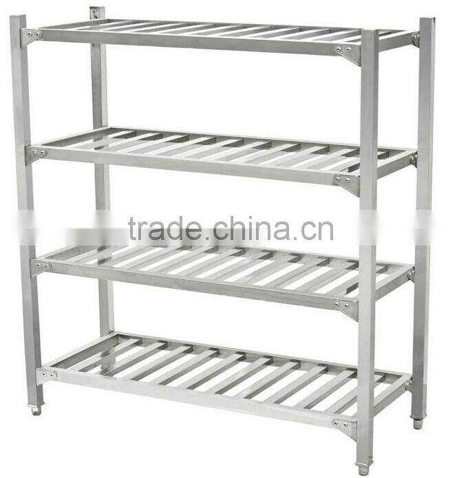 Assembly sepaerated 4 ties durable stainless stteel kitchen spice storage rack shelf in hotel restaurant