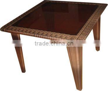 K/D version outdoor rattan table with glass top