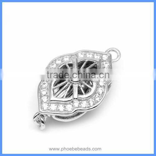 Fine Jewelry Accessories Zircon Pave Sterling Silver Box Clasps Hooks Connectors Findings For Pearl Jewellery SC-BC224