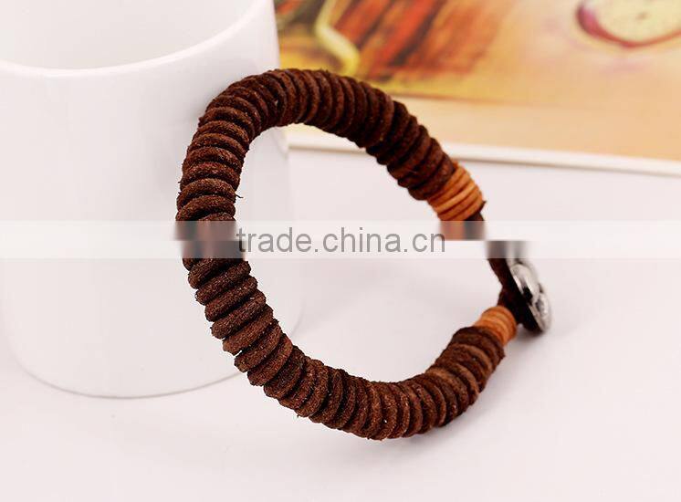 fashion Leather Bracelet Punk Rock Wristband Bangle Leather Bracelet Mens Boys Bracelet
