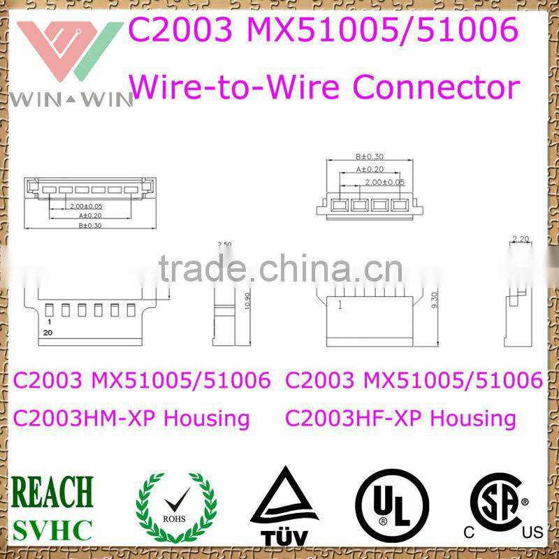 2.0mm Pitch C2003 MX51005/51006 Electronic Wire to Wire Connector