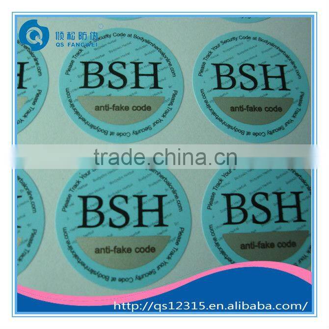 Security unique code scratch off sticker