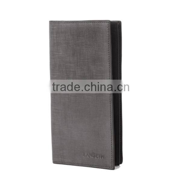 Factory Hot Sell European Trendy Designer Gray Genuine Leather Men's Wallet