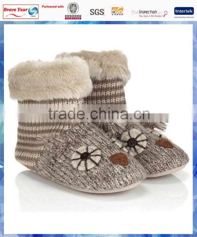 owl knit girls fancy boots button eyes