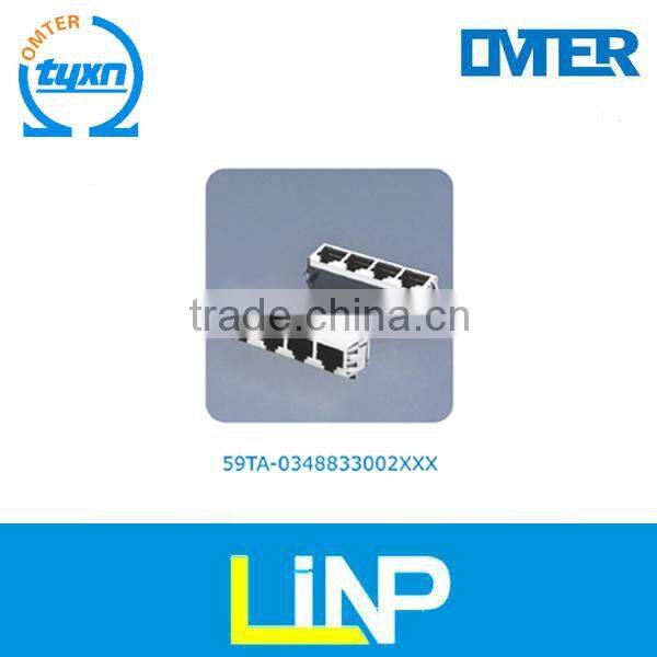 Hight quality 59 series 8P 8C 4 port PCB Board Mount Telephone Jack RJ45