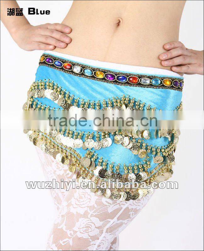 Beaded golden coin velvet belly dance hip belts YL063