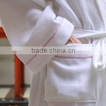 Kinitted Waffle Bathrobe TC 65% Cotton 35% Polyester Hotel Thin Bathrobe