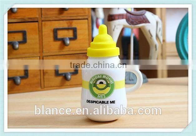 porcelain milk cup in milk bottle with nipple design