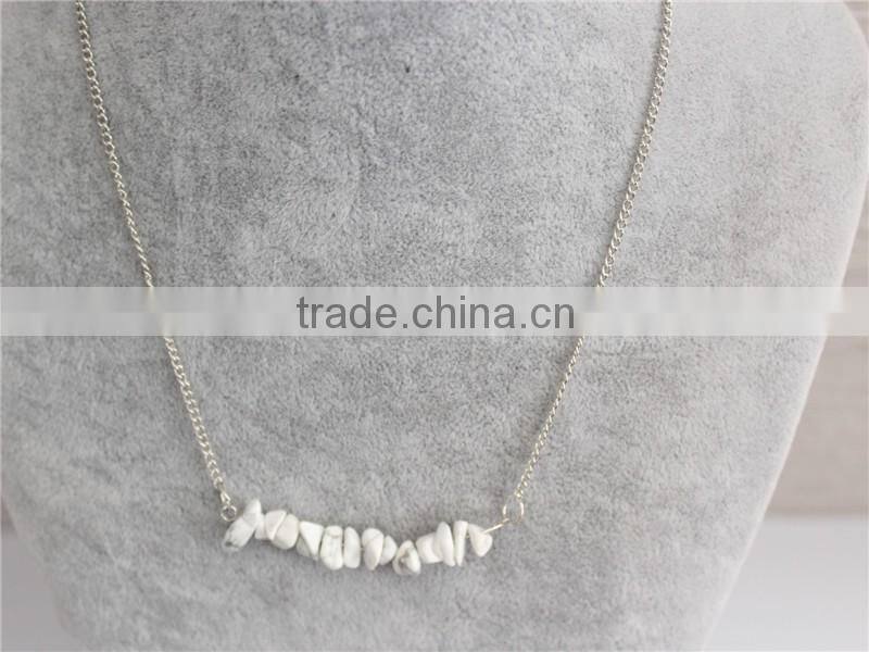 2016 Cheap factory price Fashion jewelry white gold plated jewelry, stone beads necklace jewelry