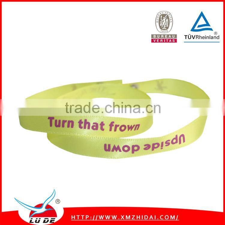 2015 wholesale custom printed personality satin ribbon bracelet