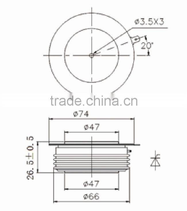 High current standard thyristor of 1600a