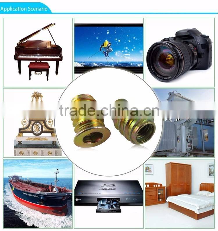 Odm good quality zinc alloy colorful furniture wood insert nut