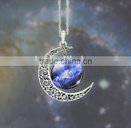 alloy moon time fashion pendant jewelry necklace