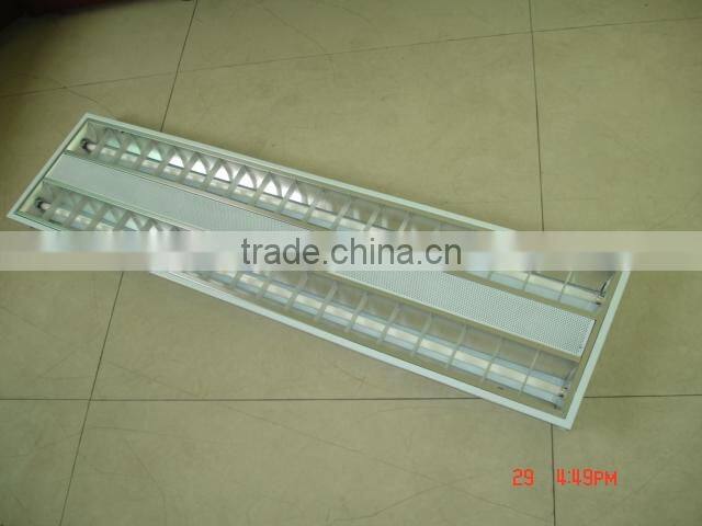 T8 recessed grid lighting fixture for double tubes