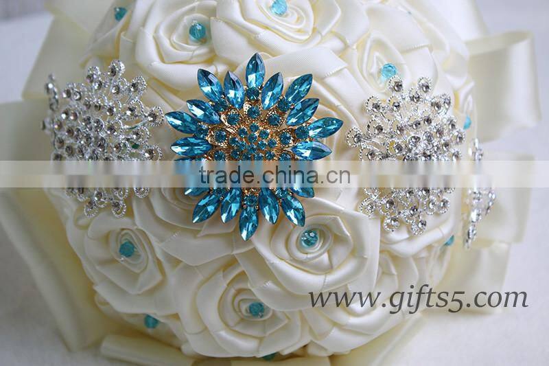 Handmade silk flower bouquets Vintage Inspired Alternative Large Satin Roses Wedding Bridal Bouquet