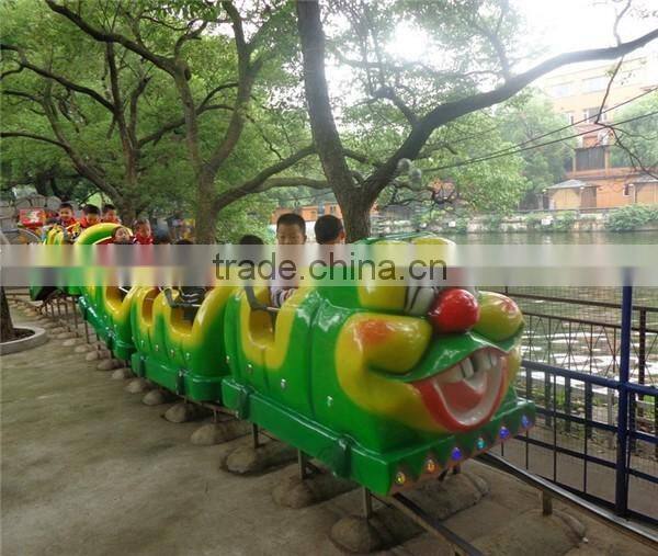 Kids large amusement rides mini roller coaster , sliding dragon / green worm mini roller coaster rides hot sale
