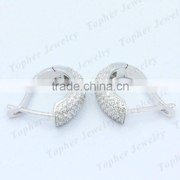 925 silver ring type earring factory direct sale rhodium / silver plated