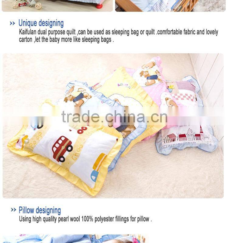 100% cotton Infant Kindergarten anti kicking sleeping bag quilt for four seasons detachable and washable pink teddy bear