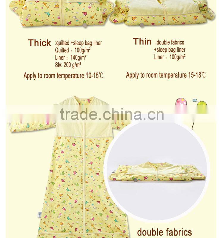 Infant kids anti kicking quilt sleeping bag for four seasons detachable fillings yellow style