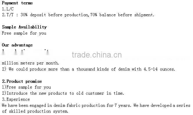 B509 4.9oz 100%cotton warp slub denim fabric