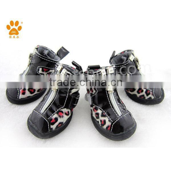 JML brand PU leather cheap spot dog shoes boots for winter warm stylish dog boots