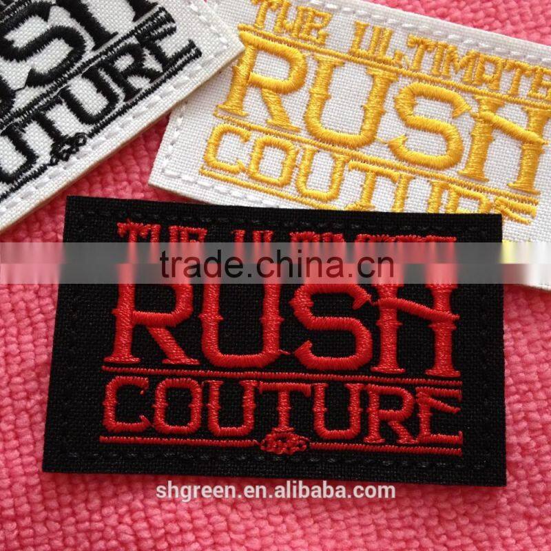 High quality full embroidery label with iron on backing