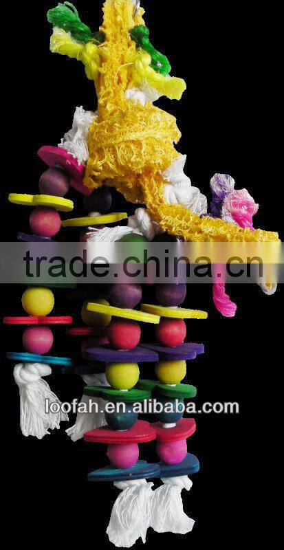 wooden hangging pet toy made of colorful beads