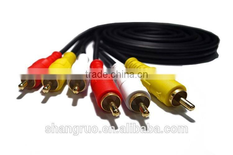Wholesale universal black 3rca male 3.5mm audio cable for multimedia