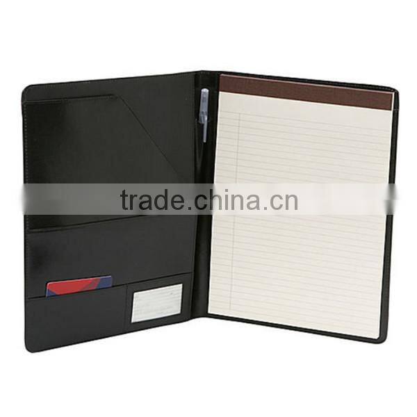 Zipper A4 PU leather debossed padfolios