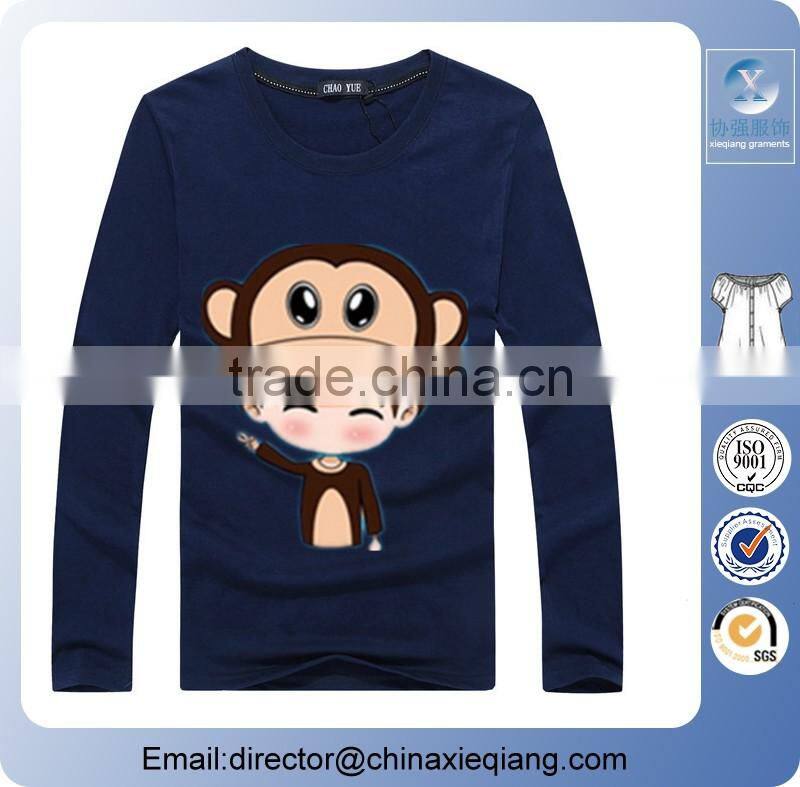 custom men t-shirt print/t-shirt embossing print/cheap long sleeve t shirt printing