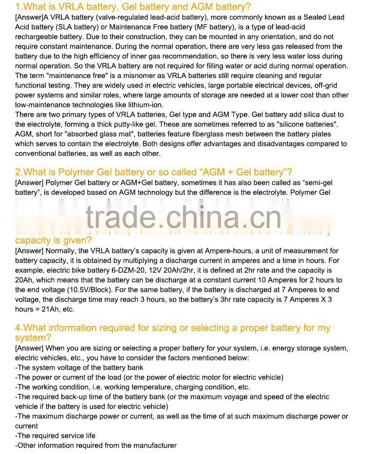 6-EVF-35 12v35Ah@3HR SLA lead acid electric bike battery