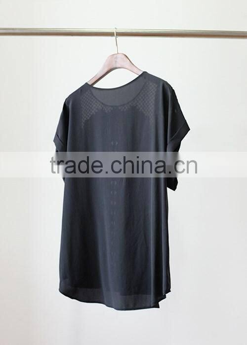 Lady fashion silk blouse with embroidery