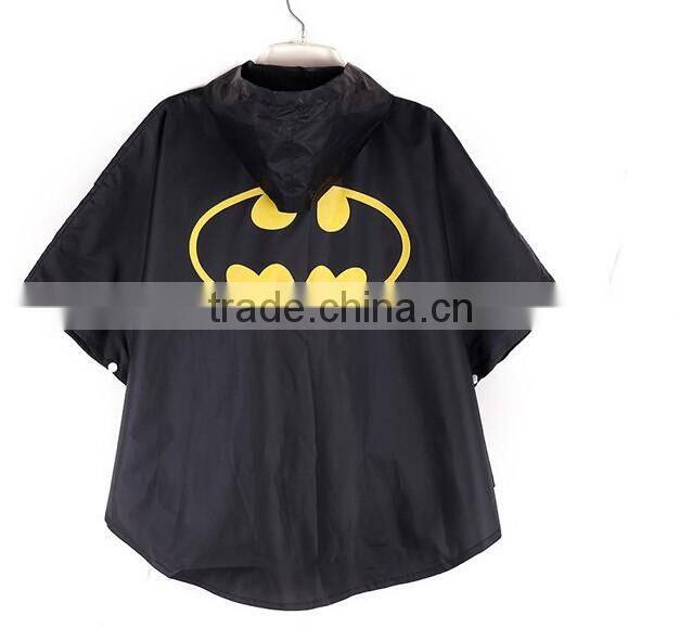 Wholesale 2017 new popular polyester waterproof super hero kids raincoats