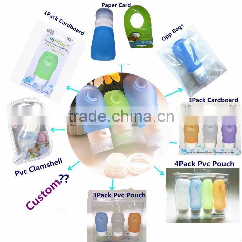 Silicone Travel Tube Carry on The Plane 89ml Portable Soft Silicone Travel Bottles Set BFA Free FDA