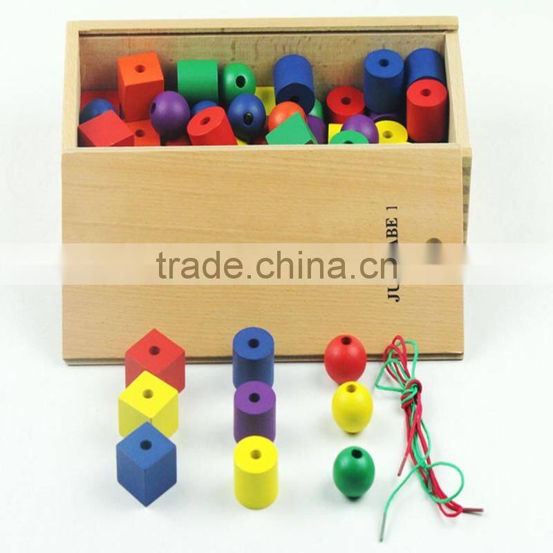 Froebel Gabe Jun 1 Wooden Kids Toys Box Teaching Tools Learning Educational Preschool Training Colorful beads